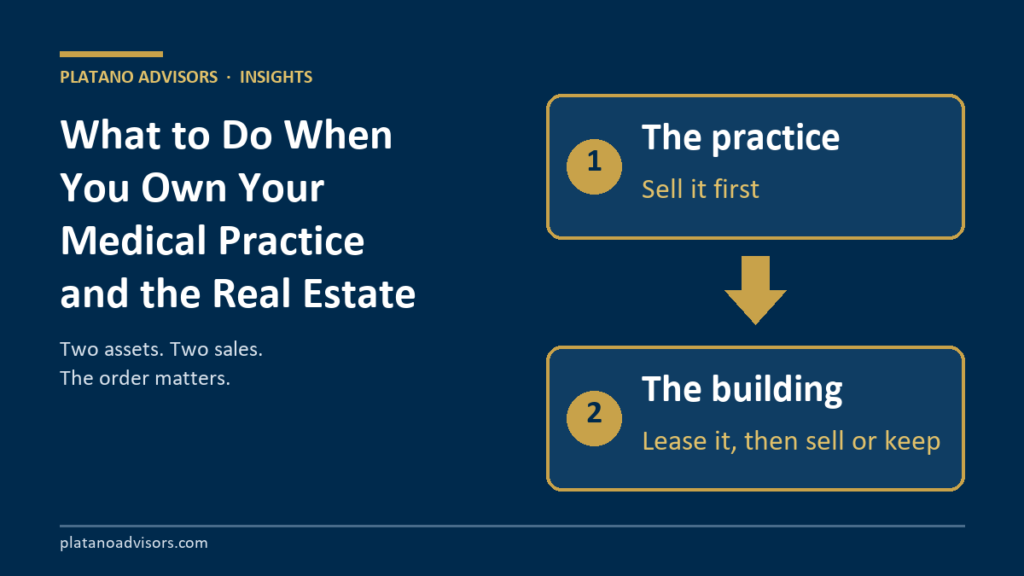 A medical practice and its building as two separate sales, practice sold first then the building